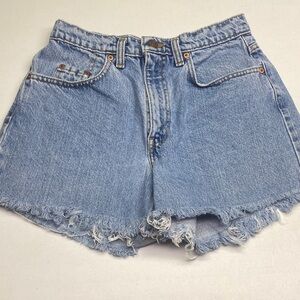 Levi's Light Blue Frayed Jean Shorts